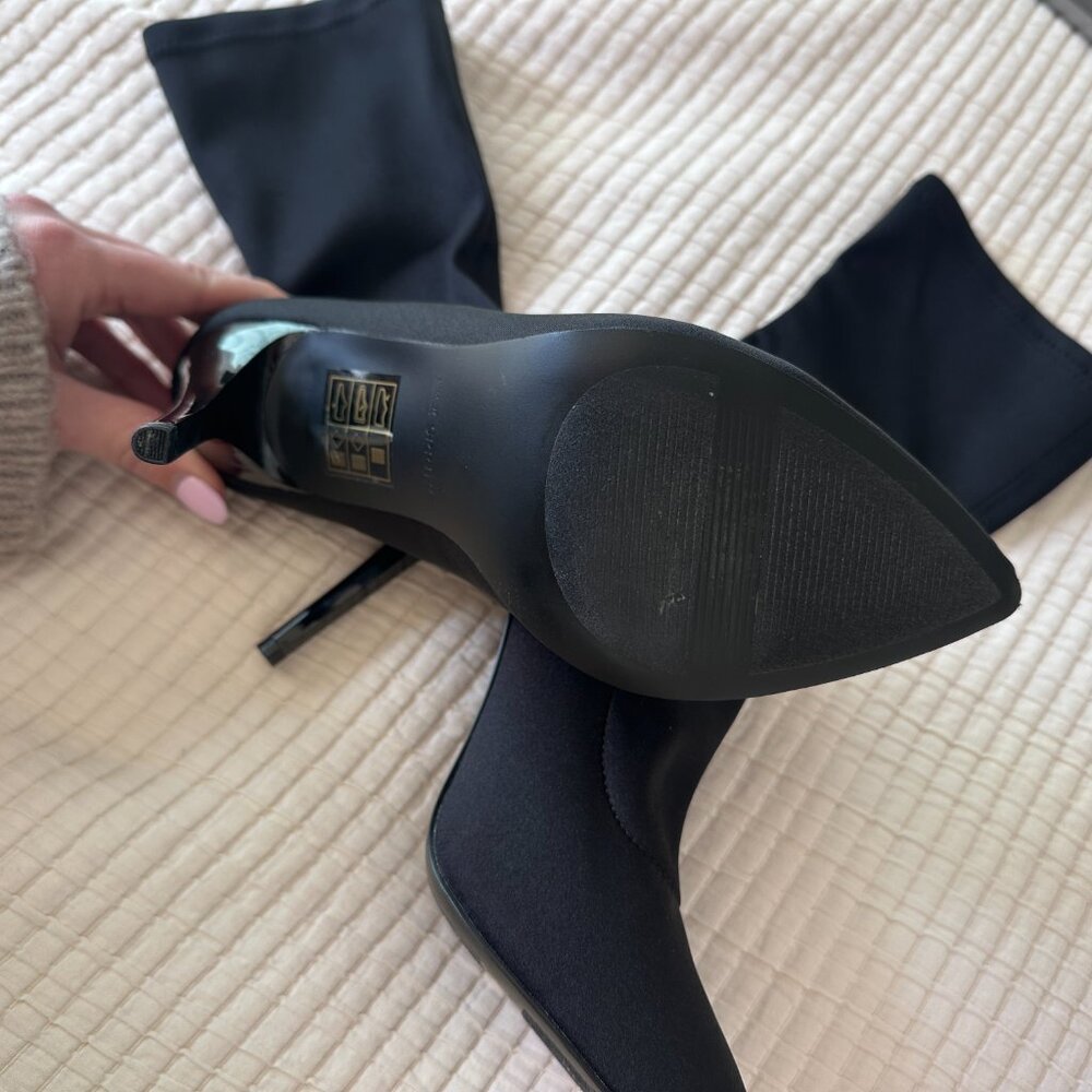 Call it Spring Stiletto Sock Booties Ankle Pumps Black Pointed - 8.5 - Picture 3 of 5